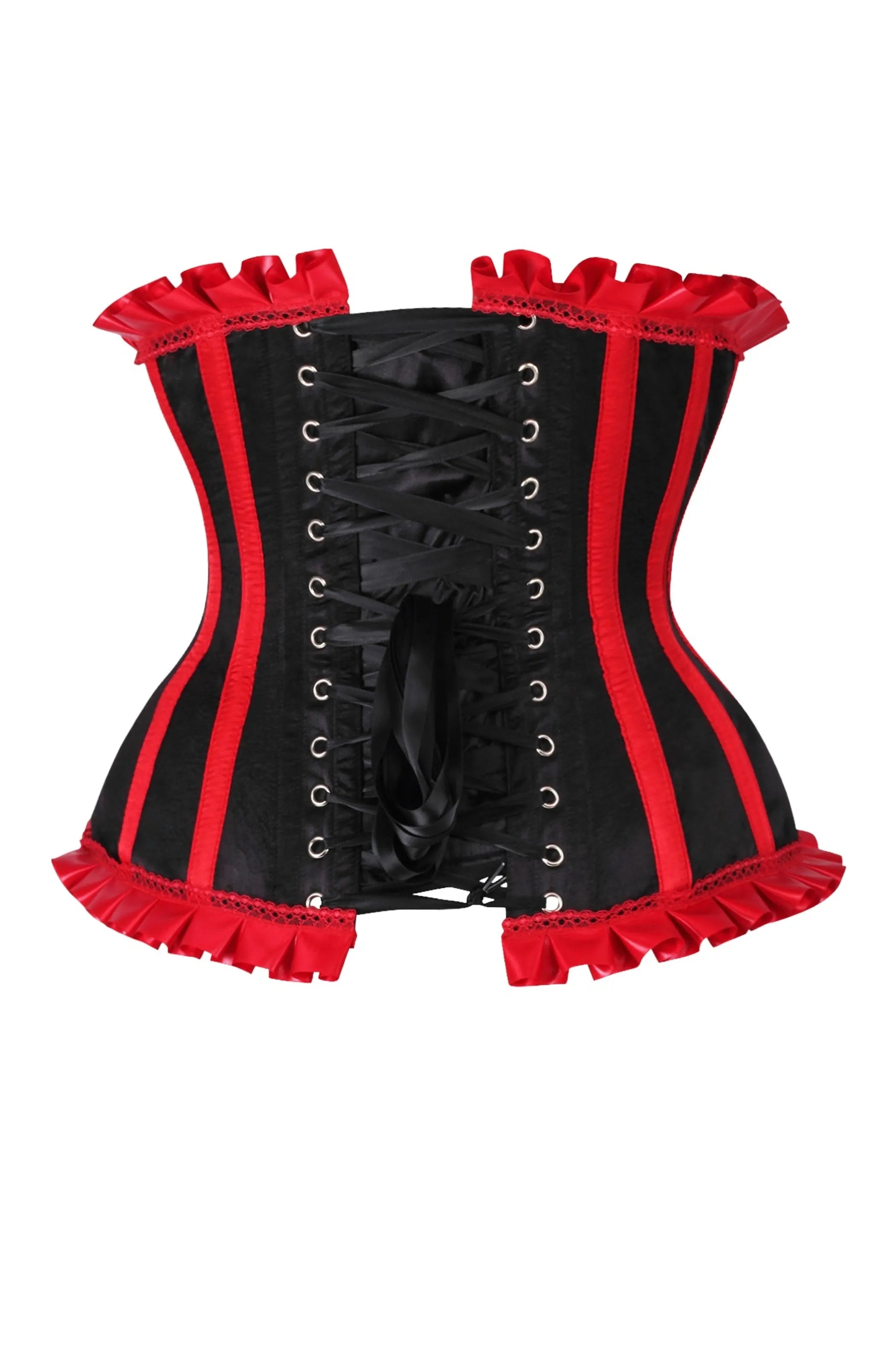 Top Drawer Black/Red Steel Boned Burlesque Underbust Corset Waist Cincher