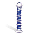 GLAS BLUE SPIRAL GLASS DILDO