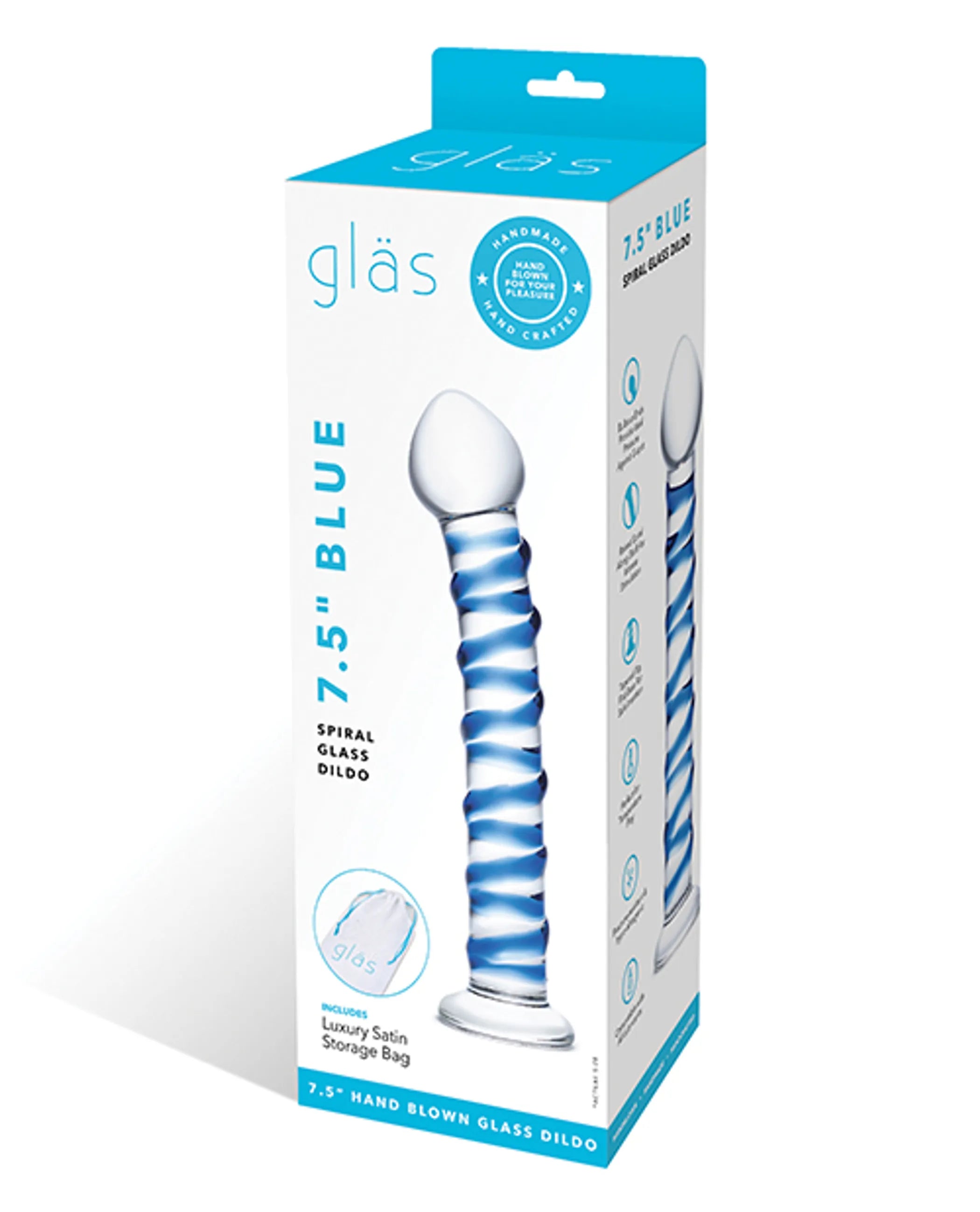 GLAS BLUE SPIRAL GLASS DILDO