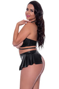 CLUB CANDY BRA SKIRT & THONG BLACK 2XL