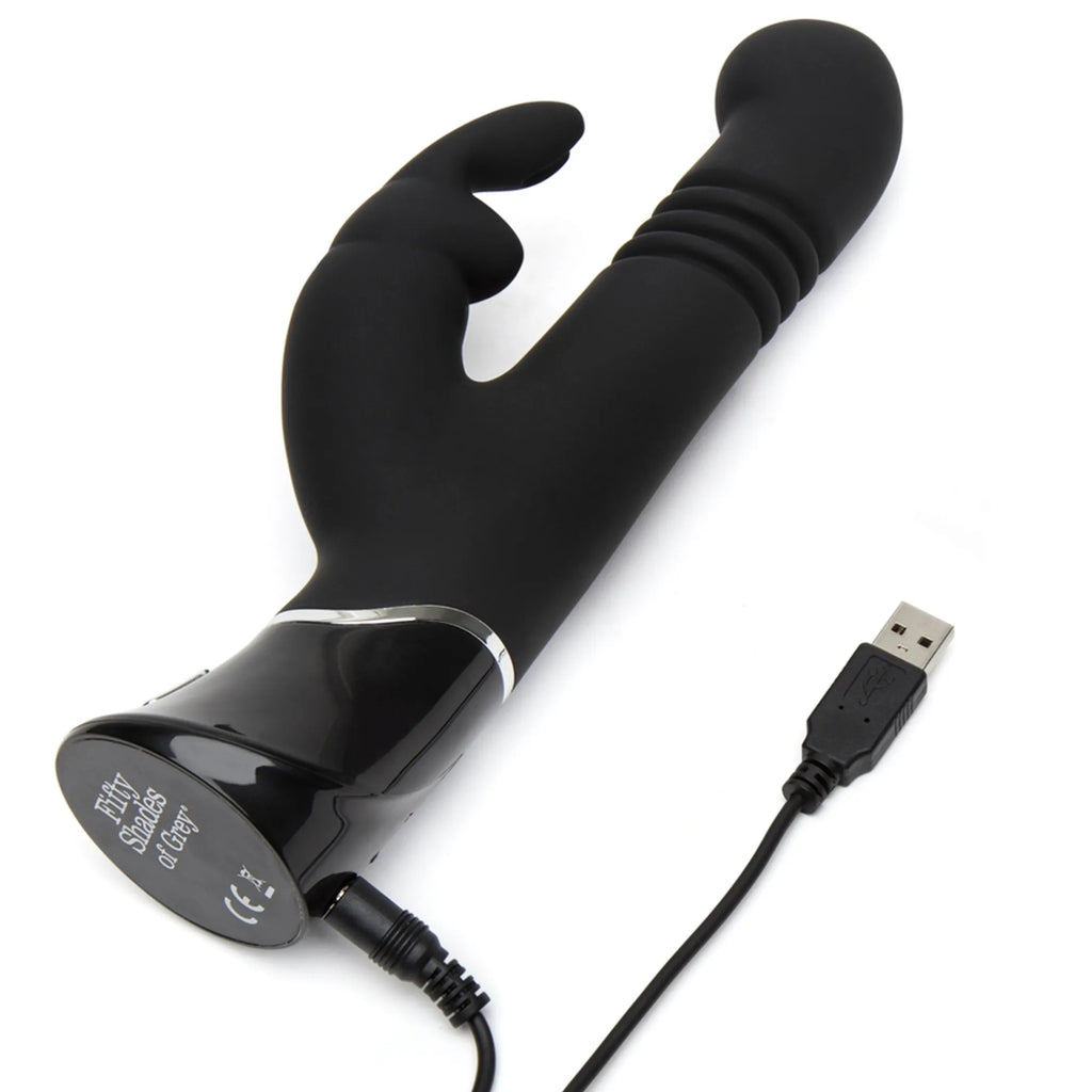 Fifty Shades Of Grey – Greedy Girl Luxury thrusting vibrating rabbit
* Curved G-Spot shaft. clitoral ears. Whisper quiet for discreet play. Size: 9" total | 4.5" insertable | 2" base. Vyxins.com