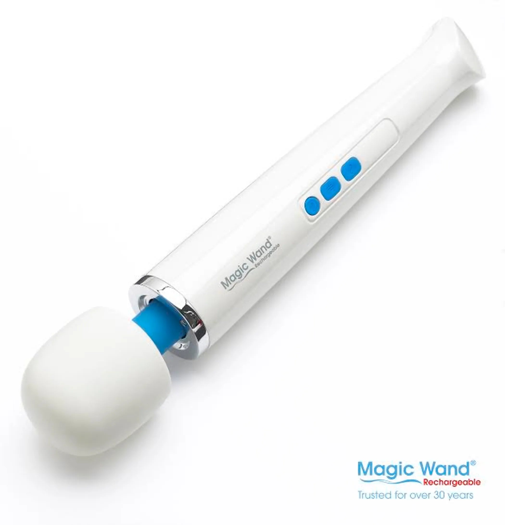 Magic Wand Rechargeable Massager. Cordless  rechargeable. Long-lasting battery. Size: 13" length | 2.25" head diameter. Vyxins.com