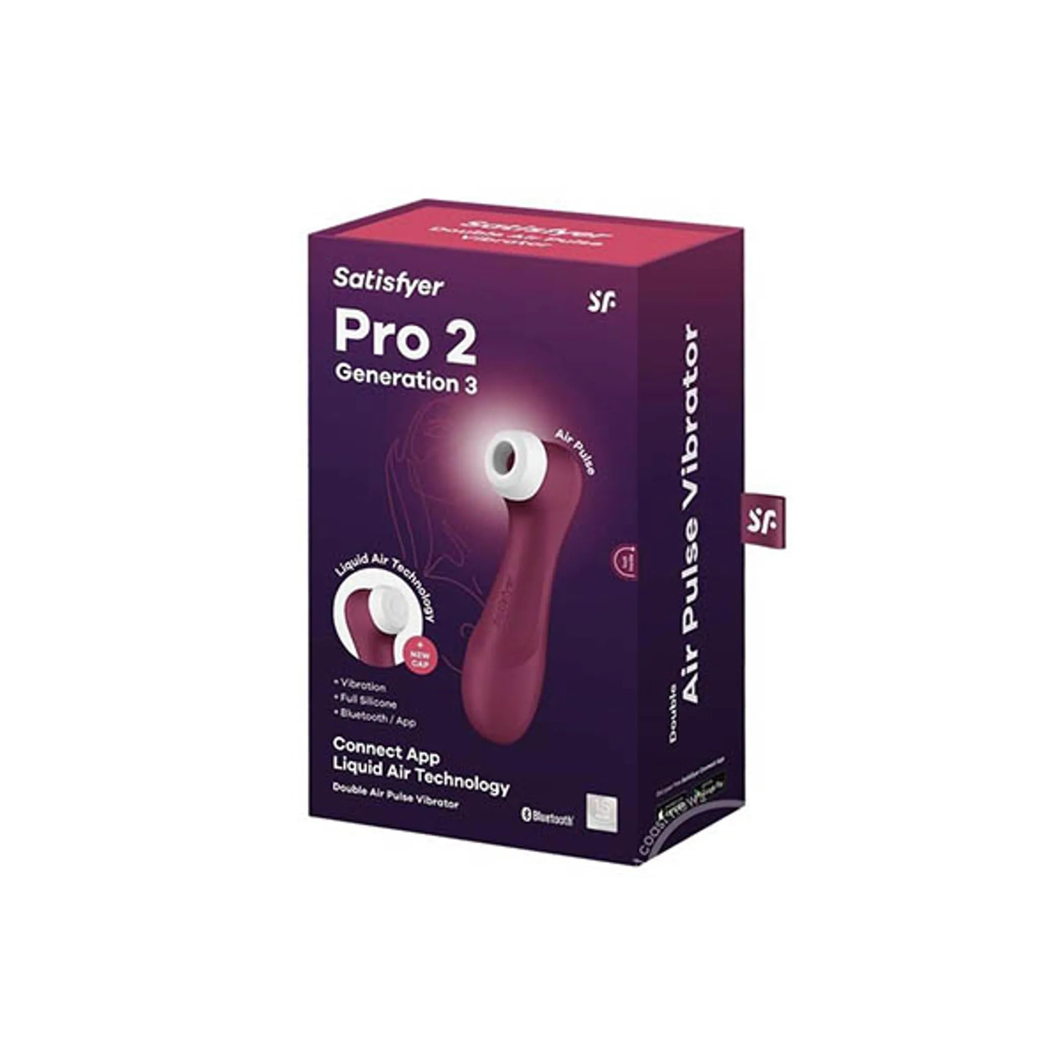 SATISFYER PRO 2 GENERATION 3 W/ APP. Programs: 11 pressure wave modes + 12 vibration modes. Waterproof. Whisper-quiet mode. Vyxins.com 
