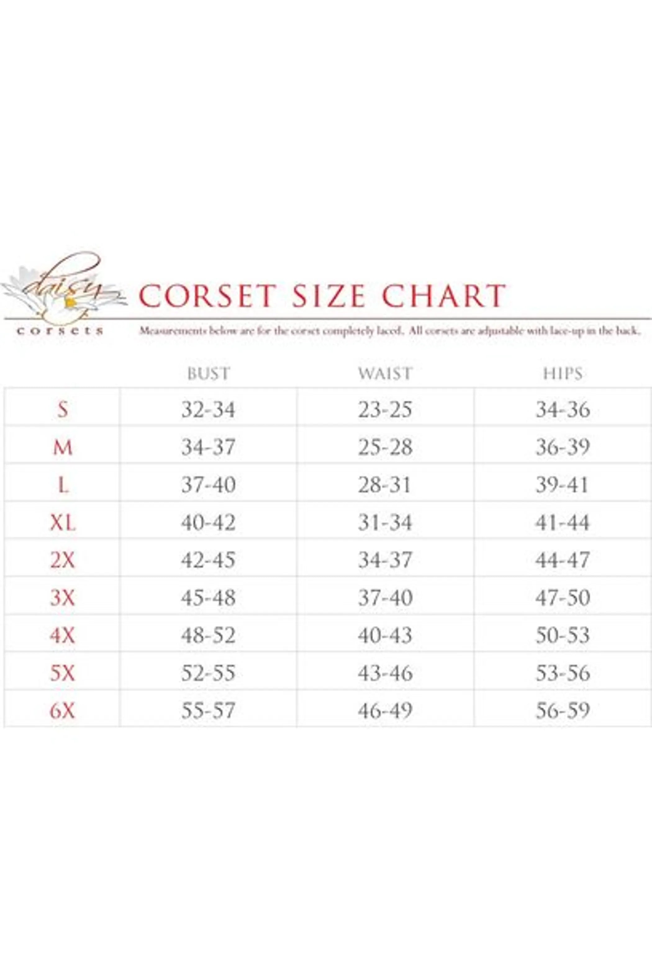 Under bust corset made of premium satin fabric
Hidden side zipper closure
Spiral Steel boning throughout
Flat steel boning in the back
Lace-Up Back for cinching
Dry Clean Only
Vyxins.com