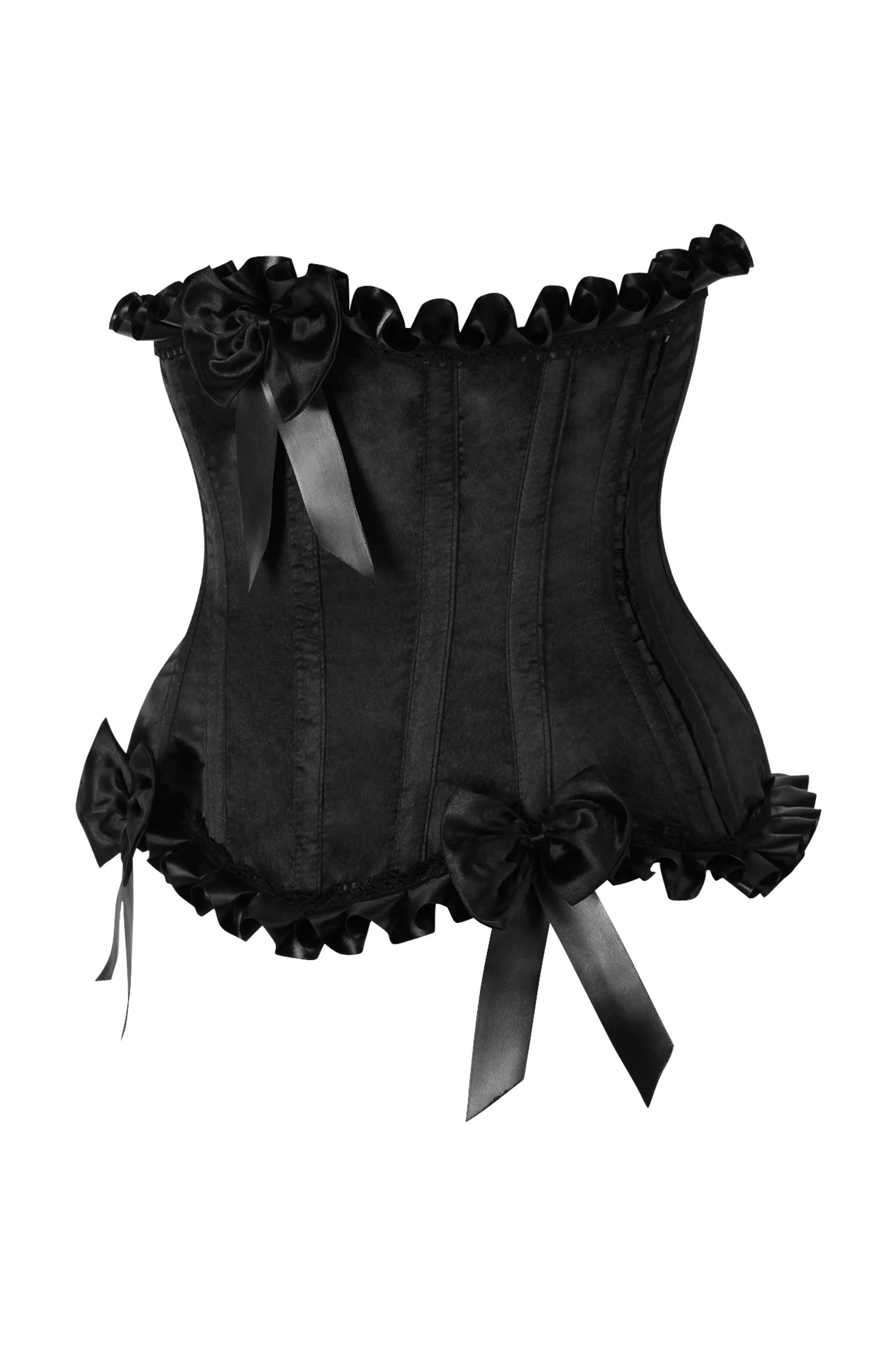 Underbust corset crafted from premium satin

Spiral steel boning throughout for structure and movement

Flat steel boning in the back for enhanced shaping

Hidden side zipper closure for a smooth finish

Lace-up back for adjustable cinching

Dry clean only. Vyxins.com