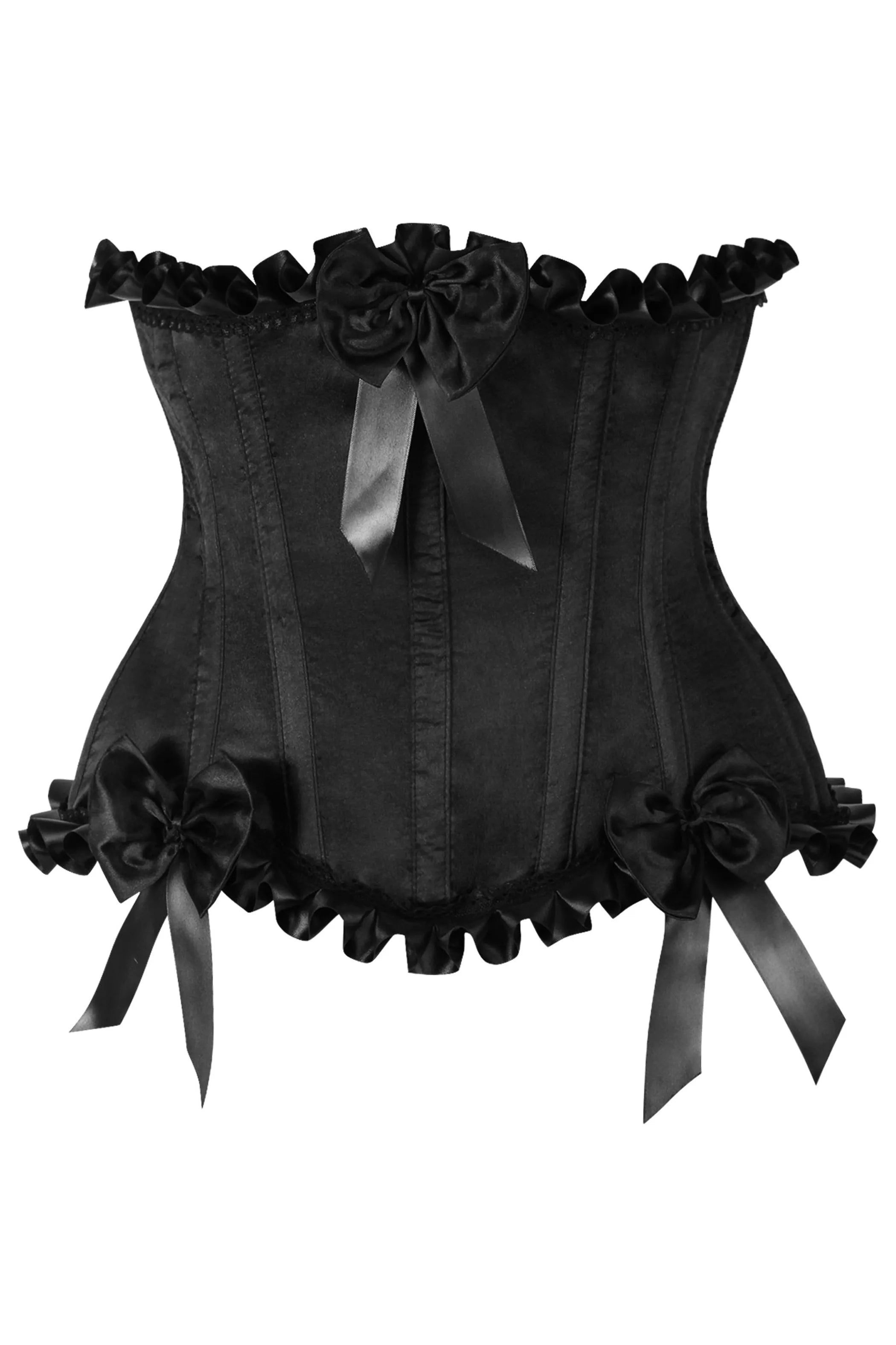 Underbust corset crafted from premium satin

Spiral steel boning throughout for structure and movement

Flat steel boning in the back for enhanced shaping

Hidden side zipper closure for a smooth finish

Lace-up back for adjustable cinching

Dry clean only. Vyxins.com